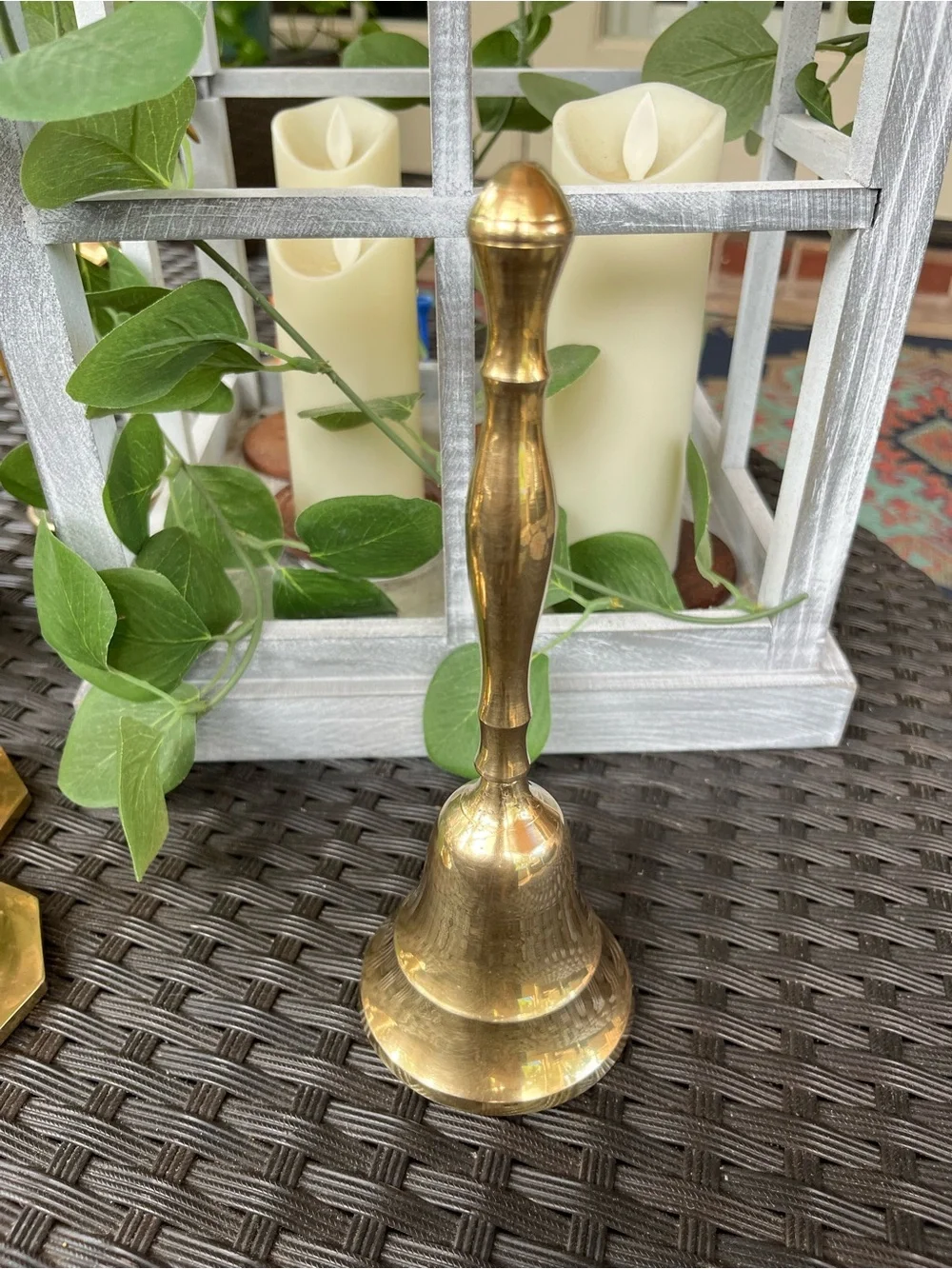 Polished Brass Hand Bell in Gold Tone - Classic Table Accent